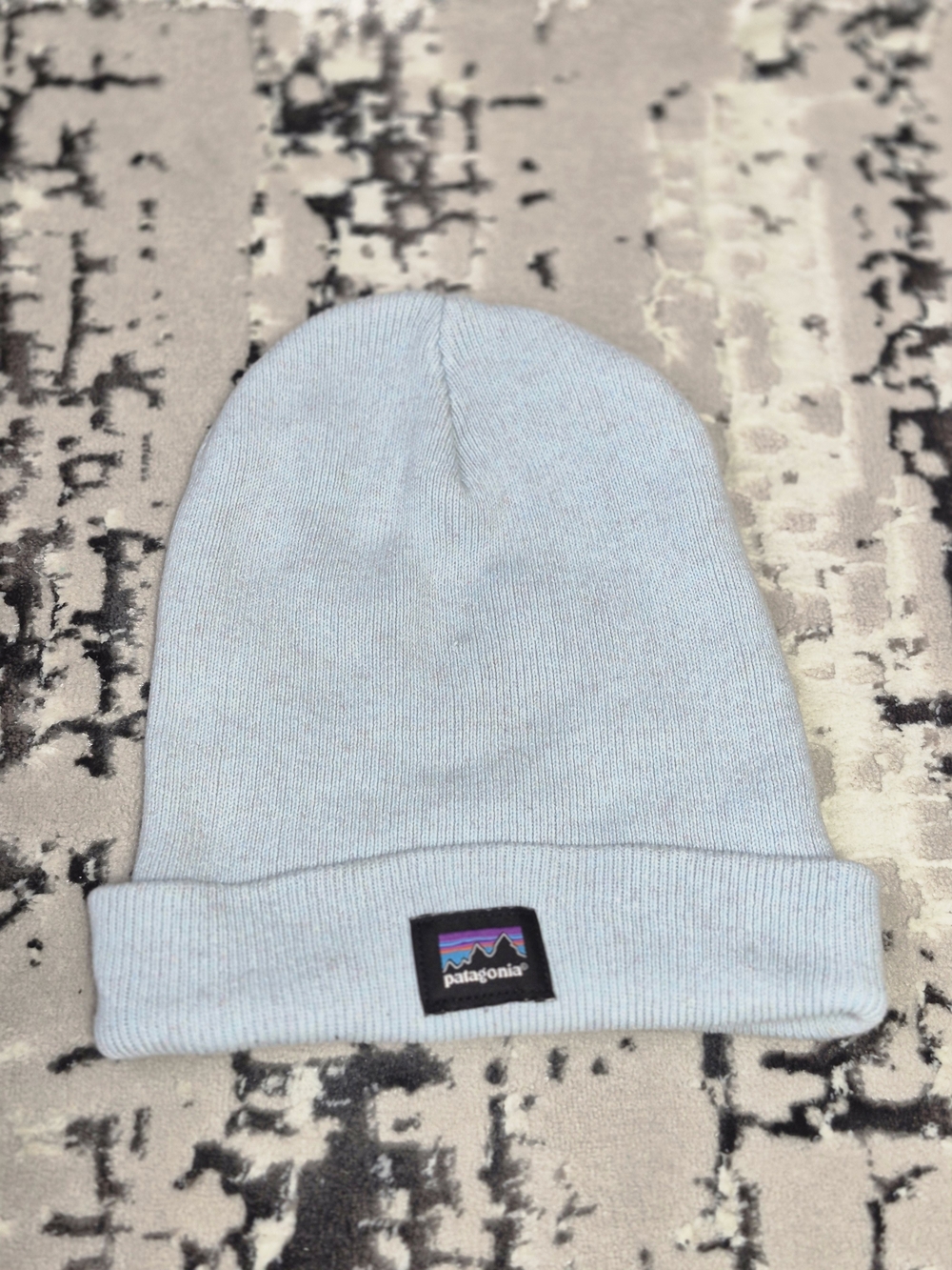 Patagonia Everyday Beanie One Size Salt Grey Ribbed Cotton Blend Stretch Unisex